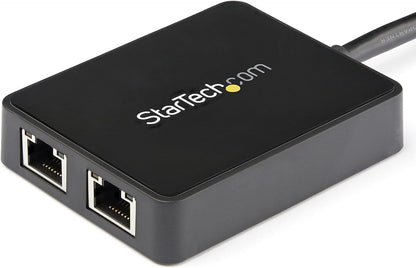 StarTech.com USB 3.0 to Dual Port Gigabit Ethernet Adapter w/ USB Port - 10/100/100 - USB Gigabit LAN Network NIC Adapter (USB32000SPT