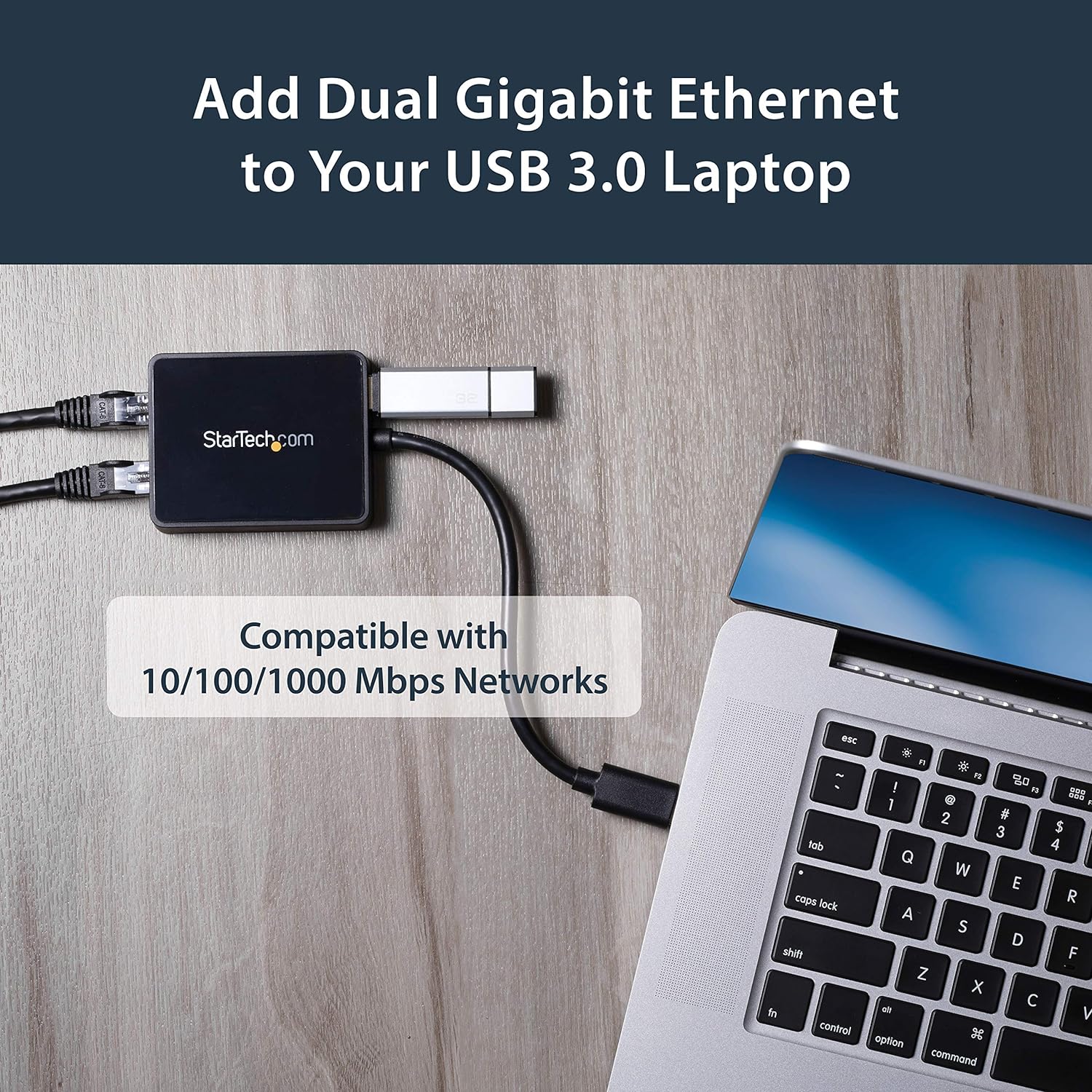 StarTech.com USB 3.0 to Dual Port Gigabit Ethernet Adapter w/ USB Port - 10/100/100 - USB Gigabit LAN Network NIC Adapter (USB32000SPT