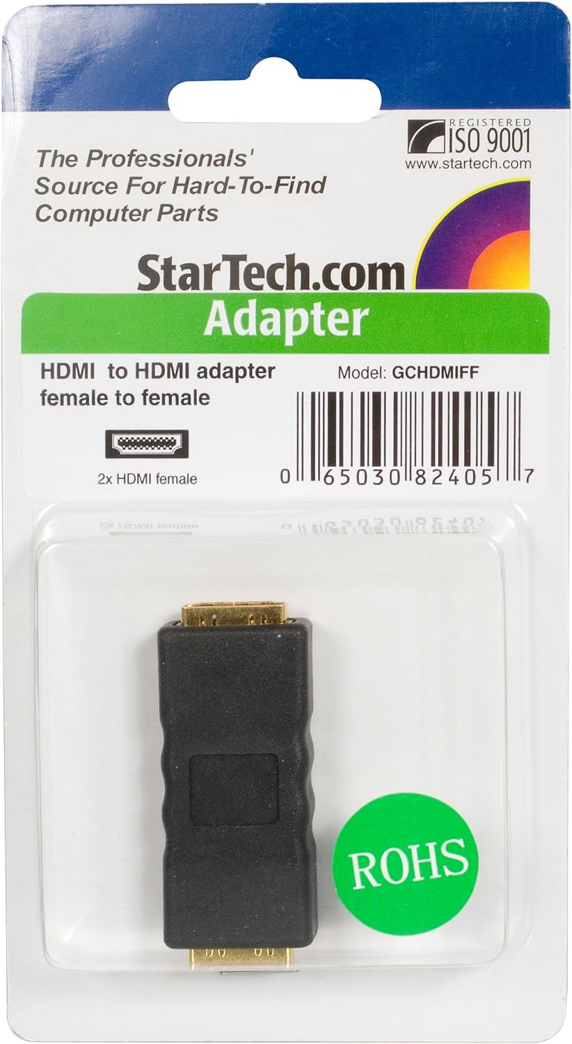 StarTech.com HDMI to HDMI Adapter, High Speed HDMI to HDMI Connector, 4K 30Hz HDMI to HDMI Coupler, HDMI to HDMI Converter, HDMI Female to HDMI Female Adapter (GCHDMIFF