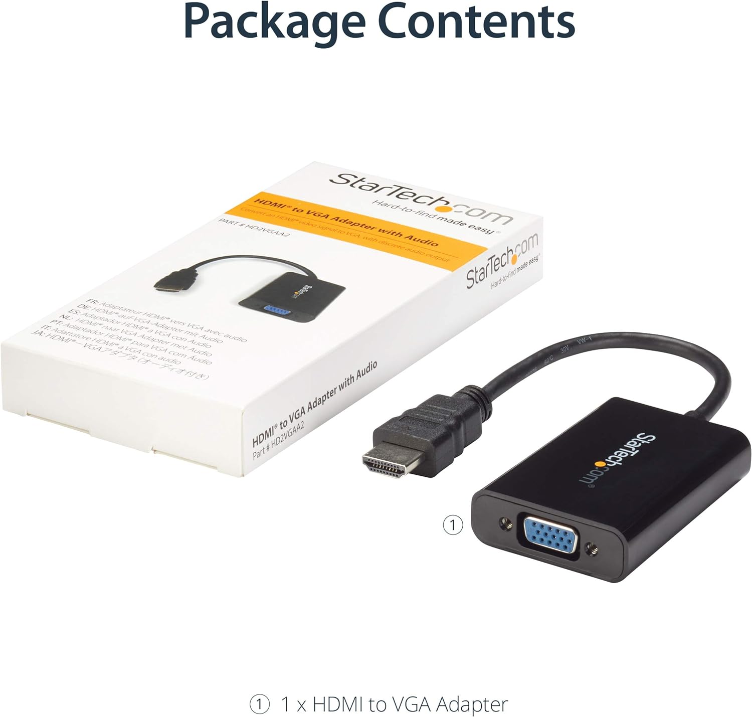StarTech.com HDMI to VGA Adapter – 1920x1080 – HDMI Converter with Audio Output – VGA to HDMI Monitor Adapter (HD2VGAA2), Black