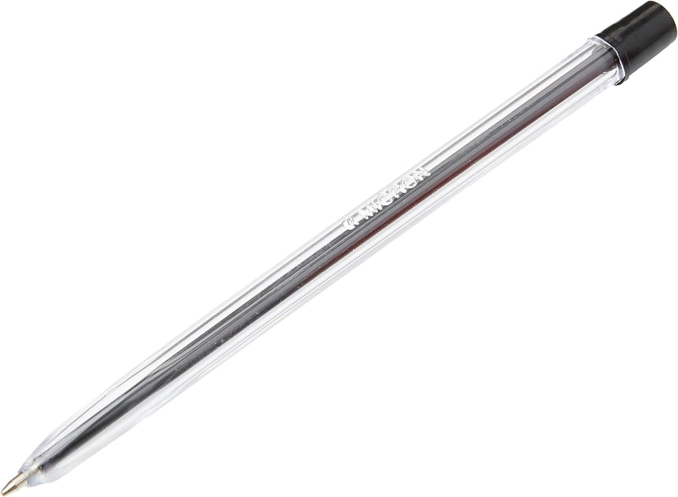 Micron Ballpoint Pens Black Biros 20 Boxed