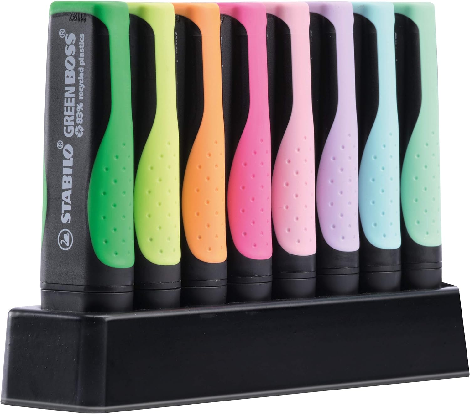 Eco-Friendly Highlighter - STABILO GREEN BOSS Pastel - Deskset of 8 - Assorted Colours
