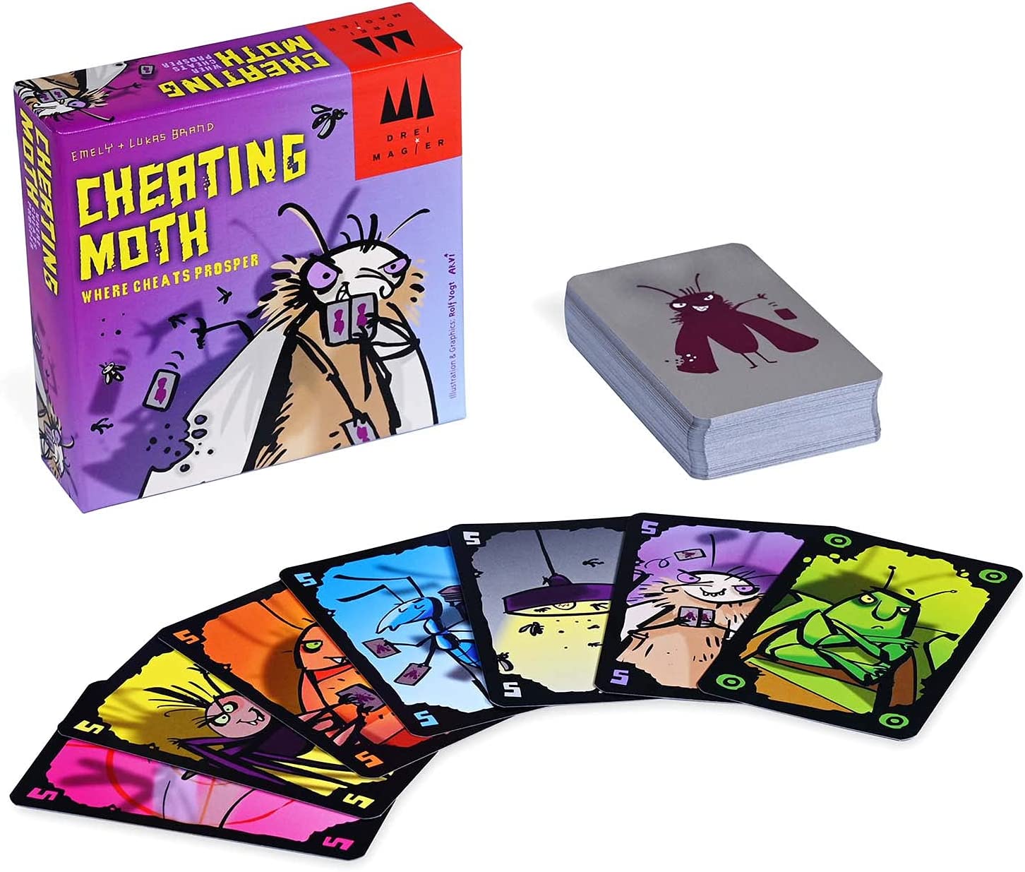 Three Magicians | Cheating Moth | Card Game | Ages 7+ | 3-5 Players | 20 Minutes Playing Time