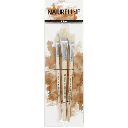 Nature Line Hog Bristle Brush Set, size 8-12-20 , Short handles., 3asstd