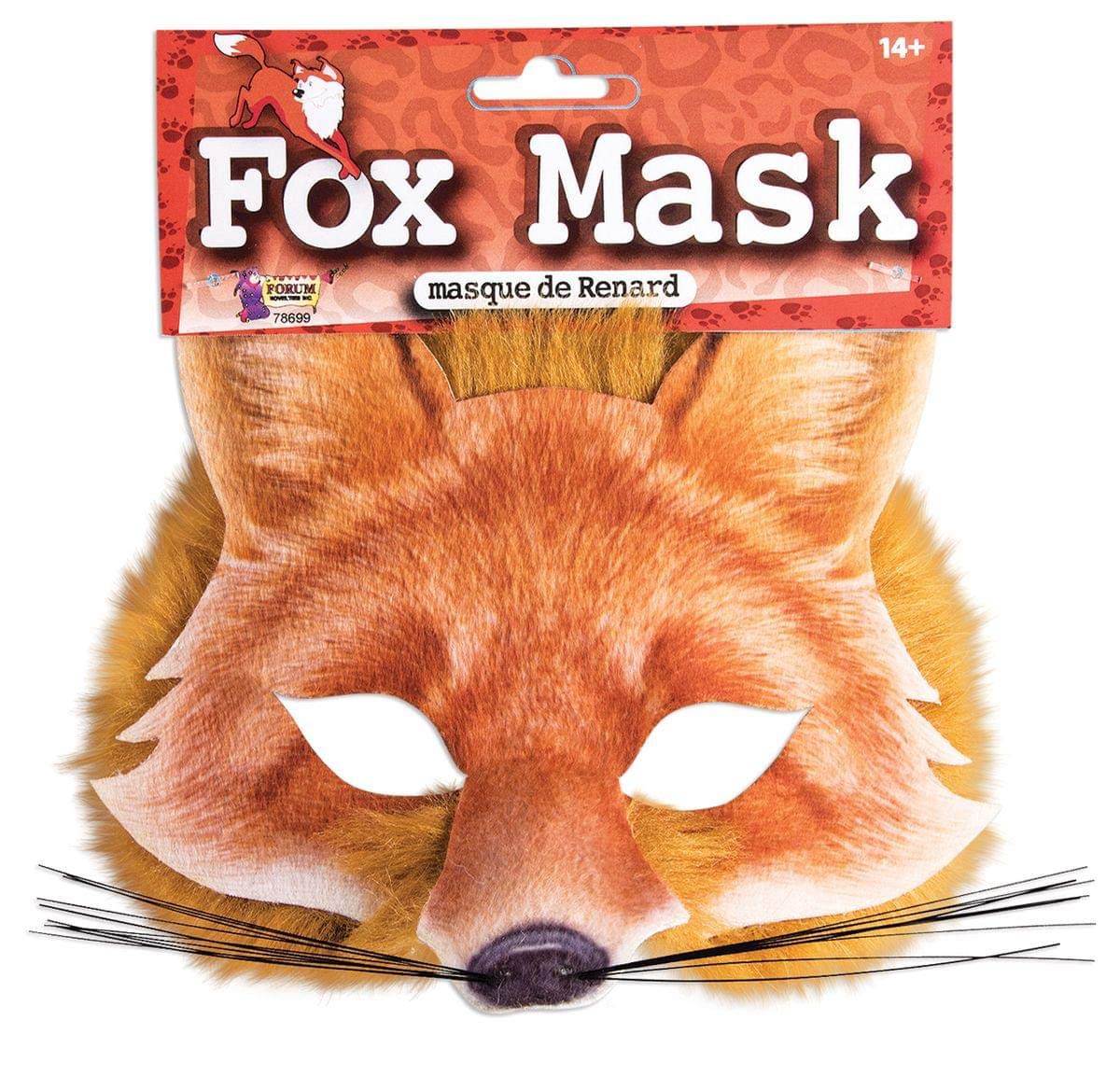 Forum Novelties X78699 Artificial fake/faux/artificial fur Fox Face Mask, Orange, One Size