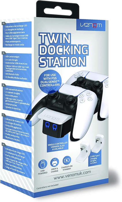Venom PS5 Controller Twin Docking Station - White (PS5