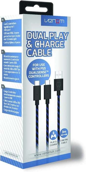 Venom 3 meter Dual Play & Charge Kabel (PS5