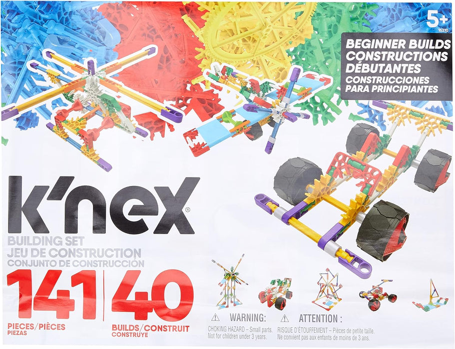 K'NEX 15210 Beginner 40 Model Building Set, Educational Toys for Boys and Girls, 141 Piece Beginners Learning Kit, Engineering for Kids, Colourful Building Construction Toys for Children Aged 5 +