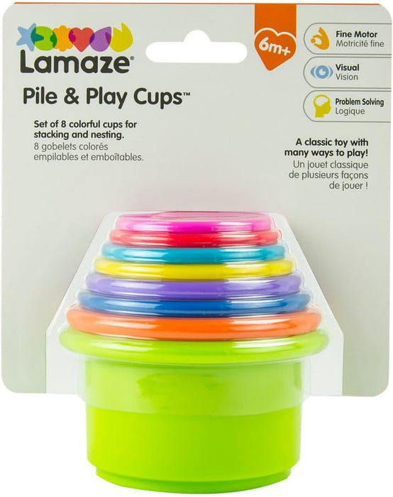 LAMAZE - Pile And Play Stacking Cups - Stacking And Nesting Toy Set - Stacking Cups for Babys - Colourful Toys of Babys, Multicoloured , From 0 Months +