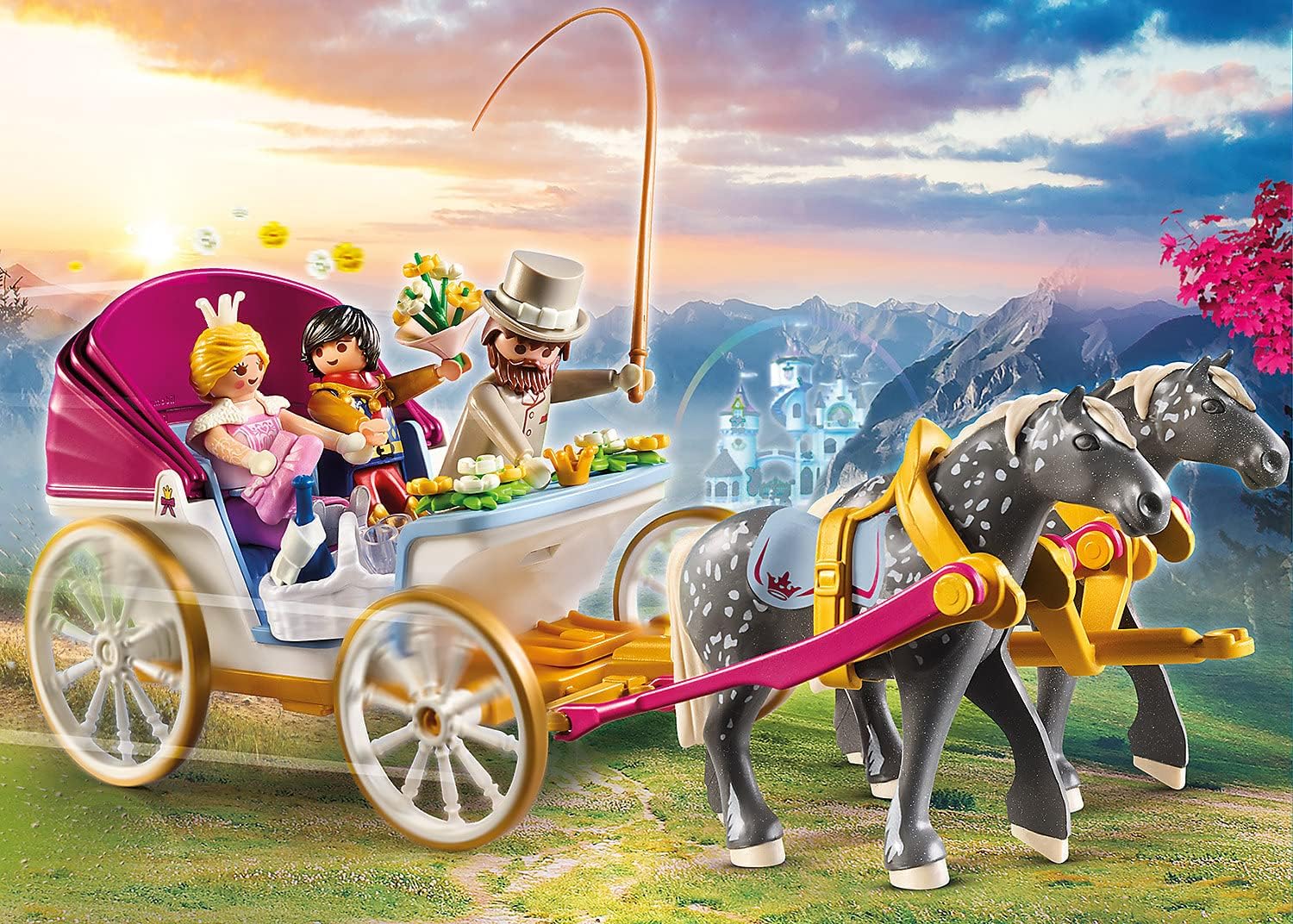 Playmobil 70449 Princess with Horse-Drawn Carriage, Magical world for princes and princesses, fun imaginative role play, playset suitable for children ages 4+ Single