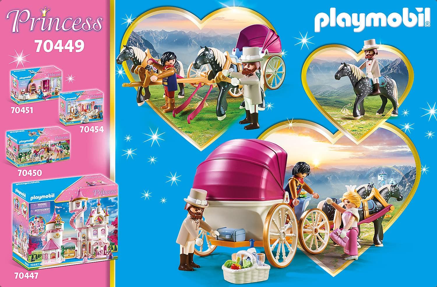 Playmobil 70449 Princess with Horse-Drawn Carriage, Magical world for princes and princesses, fun imaginative role play, playset suitable for children ages 4+ Single