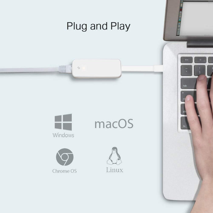 TP-Link USB Type-C to RJ45 Gigabit Ethernet Network Adapter, USB 3.0 ideal for Ultrabook, Chromebook, Laptop, Desktop, Plug & Play for Windows11/ 10, Mac OS X (10.9+), Chrome OS, Linux OS(UE300C