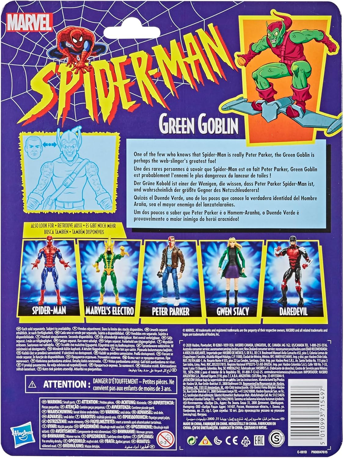 Spider-Man Hasbro Marvel Legends Series 6-inch Collectible Green Goblin Action Figure Toy Retro Collection