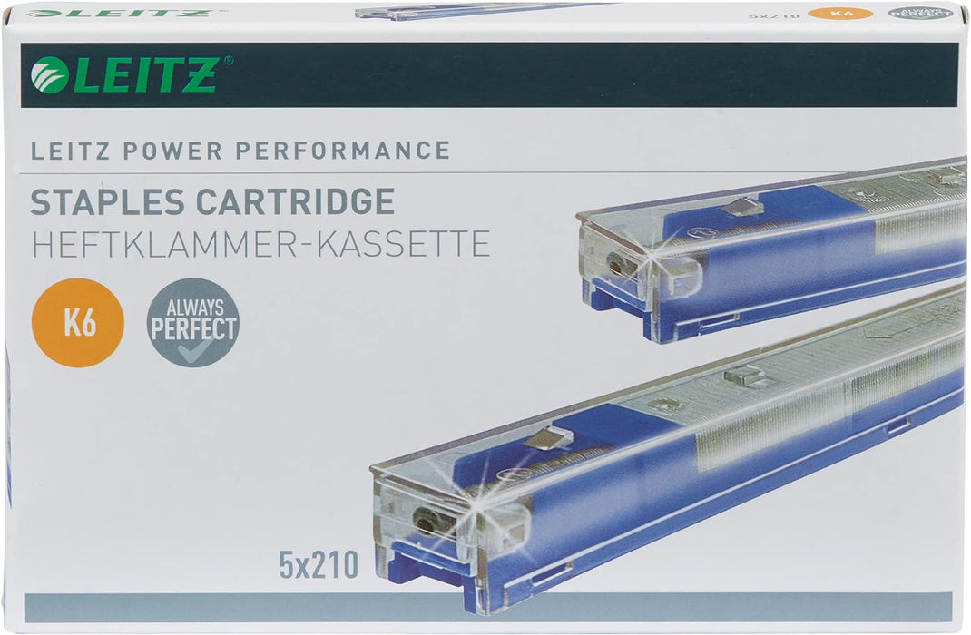 Leitz 55910000 K6 Power Performance Stapler Cartridge, 25 Sheet Capacity, Strong Steel, 1050 Staples, Length 6 mm - Blue