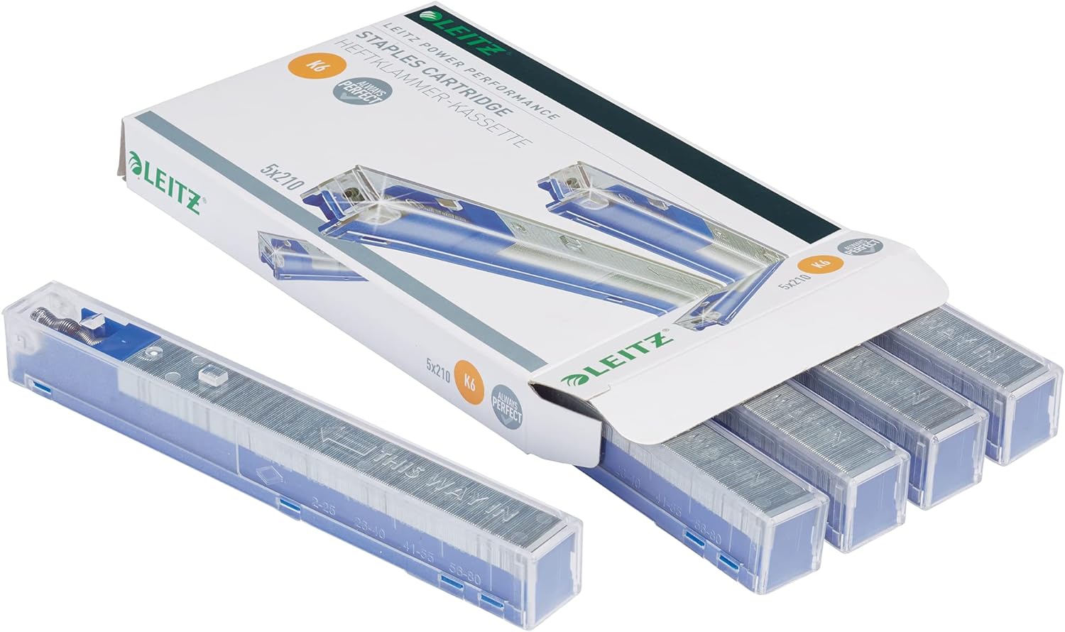 Leitz 55910000 K6 Power Performance Stapler Cartridge, 25 Sheet Capacity, Strong Steel, 1050 Staples, Length 6 mm - Blue