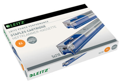 Leitz 55910000 K6 Power Performance Stapler Cartridge, 25 Sheet Capacity, Strong Steel, 1050 Staples, Length 6 mm - Blue