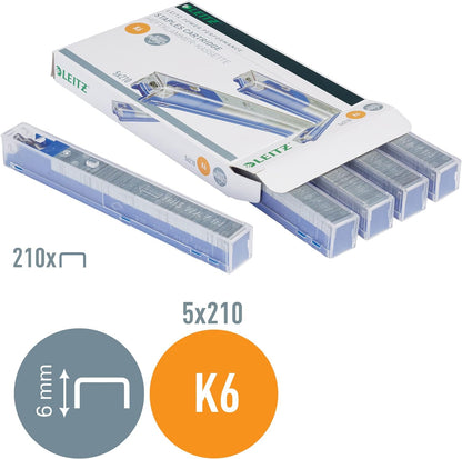 Leitz 55910000 K6 Power Performance Stapler Cartridge, 25 Sheet Capacity, Strong Steel, 1050 Staples, Length 6 mm - Blue