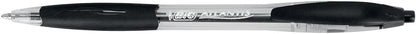BIC Atlantis Clic Ball Pen - Black - Box of 12 Medium Point Office Pens (1.0 mm) - Retractable with Cushioned Grip