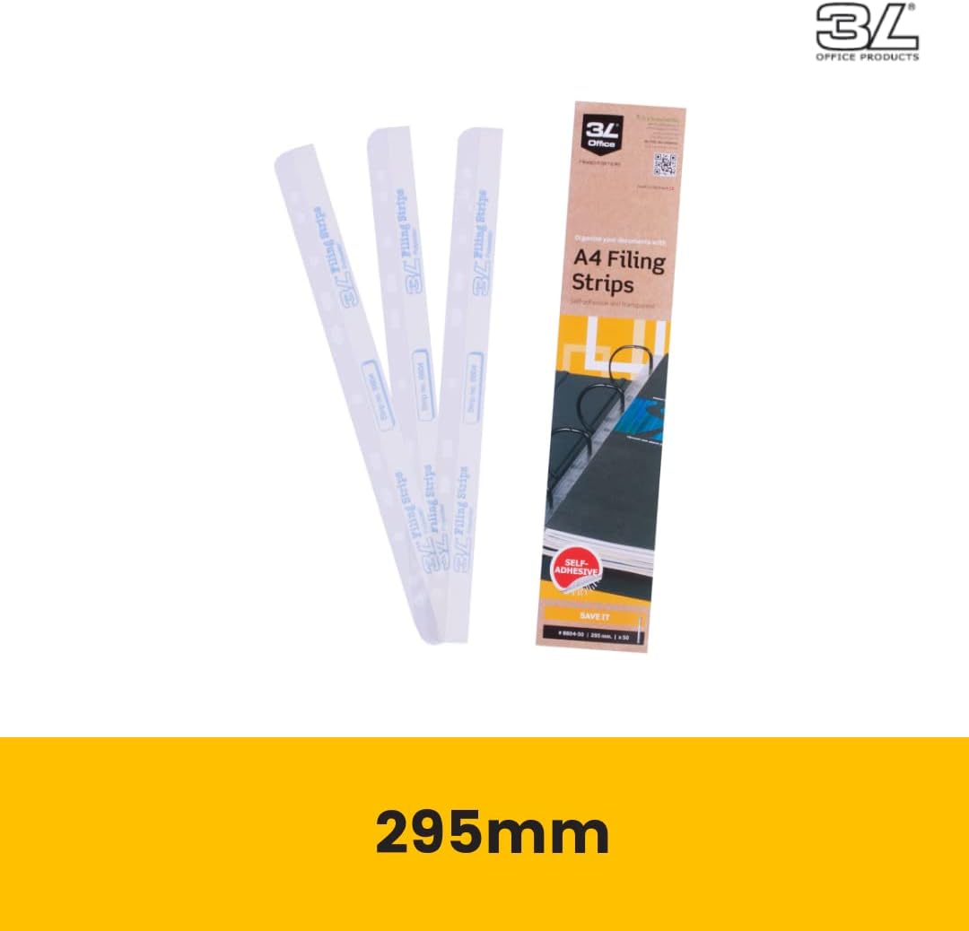 3L Filing Strips Polyester Self-adhesive 295mm for A4 Ref 8804-50