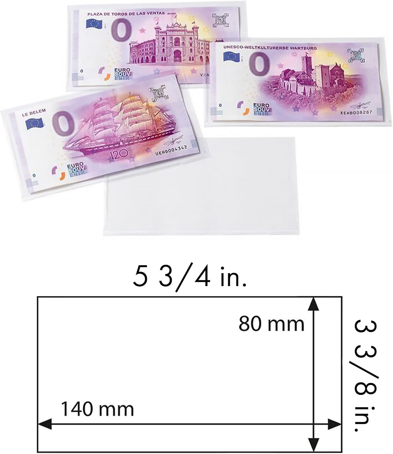 `Basic Sleeves For Banknotes And Euro Souvenir Notes, 140 X 80 Mm, Pack Of 50`