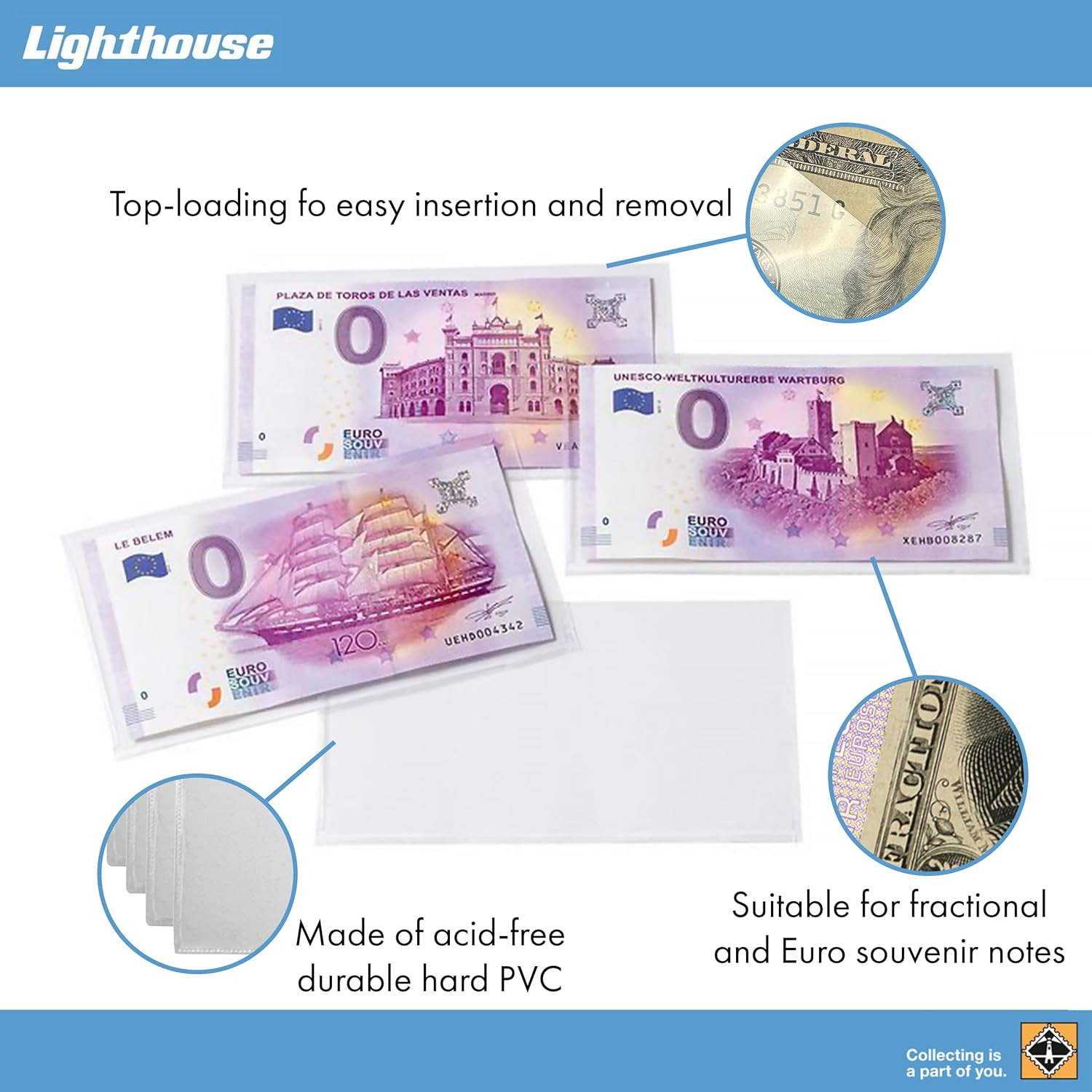 `Basic Sleeves For Banknotes And Euro Souvenir Notes, 140 X 80 Mm, Pack Of 50`