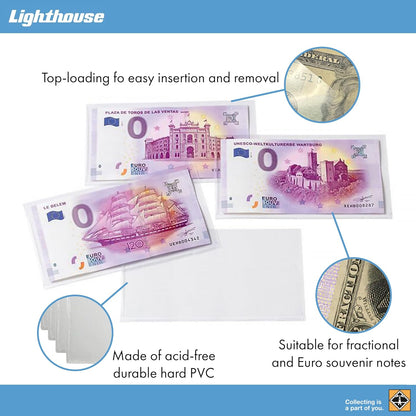 `Basic Sleeves For Banknotes And Euro Souvenir Notes, 140 X 80 Mm, Pack Of 50`