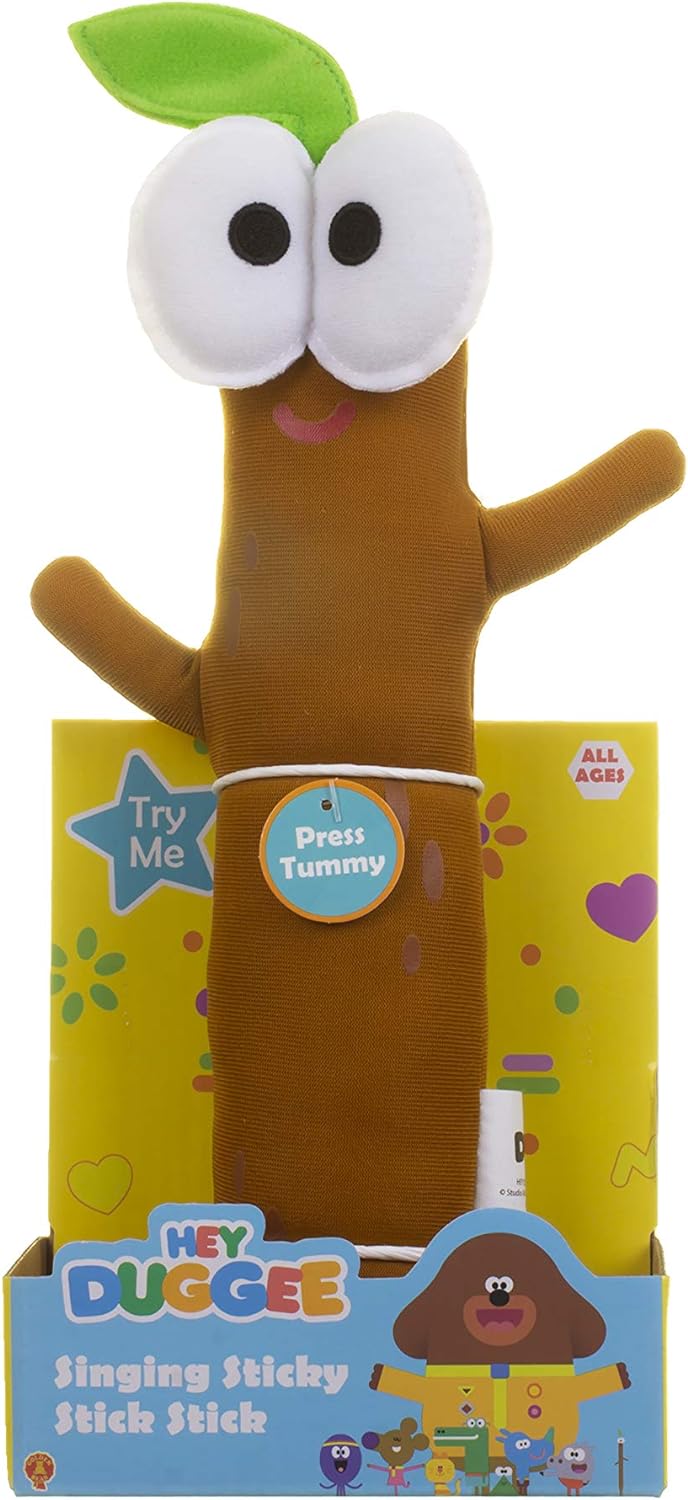 Hey Duggee Singing Sticky Stick Stick Soft Toy, Brown Single