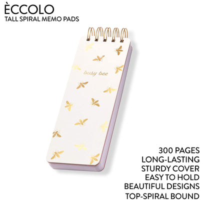 Eccolo Notizblock, Spiralbindung, stabiles Cover, 7,6 x 21,6 cm, 300 Seiten