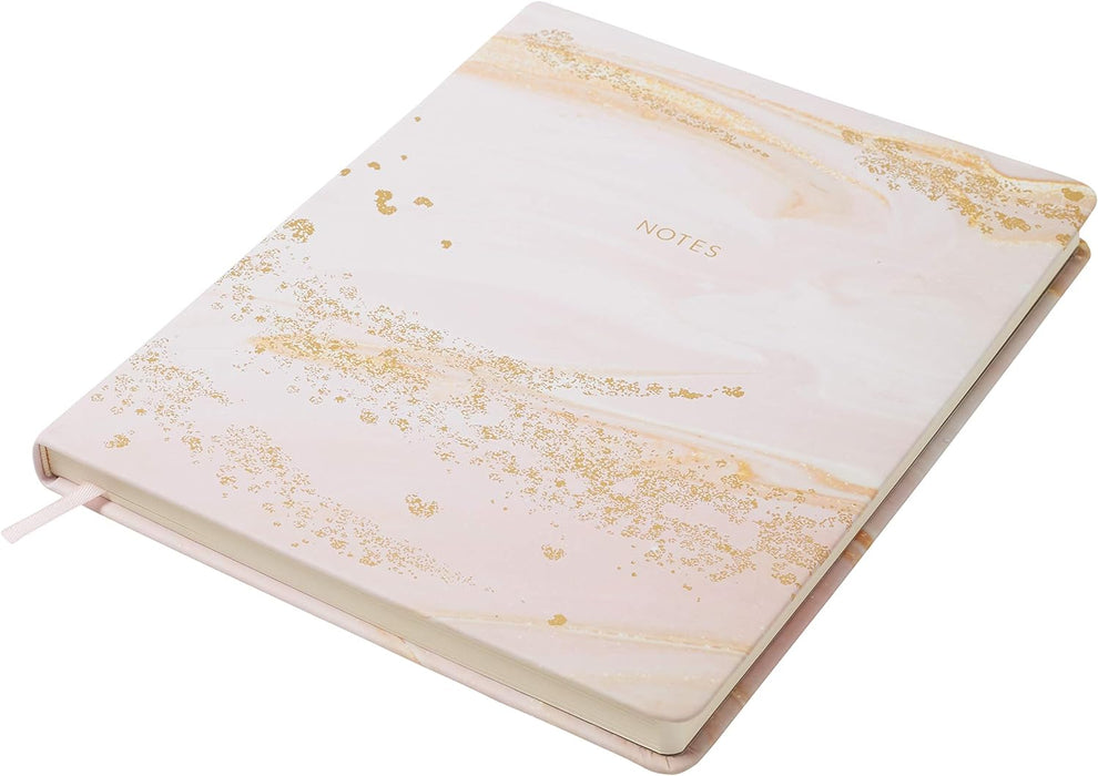 Eccolo Large Lined Journal Notebook, Hardbound Cover, Writing Journal, 256 Ruled White Pages, Ribbon Bookmark, Lay Flat, Desk Size for Work or School, Gold Foil Marble (Pink, 8x10 inches