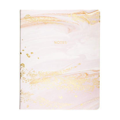 Eccolo Large Lined Journal Notebook, Hardbound Cover, Writing Journal, 256 Ruled White Pages, Ribbon Bookmark, Lay Flat, Desk Size for Work or School, Gold Foil Marble (Pink, 8x10 inches
