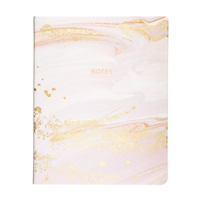 Eccolo Large Lined Journal Notebook, Hardbound Cover, Writing Journal, 256 Ruled White Pages, Ribbon Bookmark, Lay Flat, Desk Size for Work or School, Gold Foil Marble (Pink, 8x10 inches
