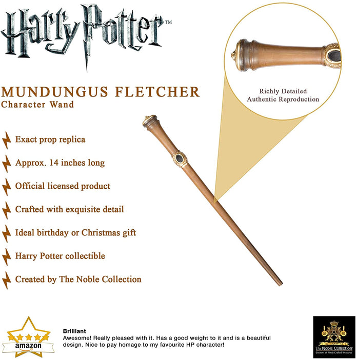 The Noble Collection - Mundungus Fletcher Character Wand - 13in (33cm) Wizarding World Wand With Name Tag - Harry Potter Film Set Movie Props Wands