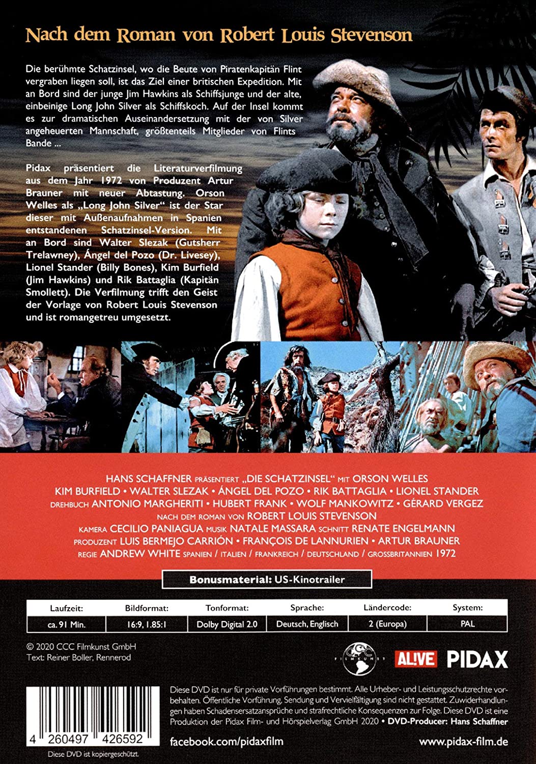 Die Schatzinsel - Remastered Edition (neue Abtastung) / Romangetreue Verfilmung nach Robert Louis Stevenson mit Weltstar Orson Welles (Pidax Film-Klassiker