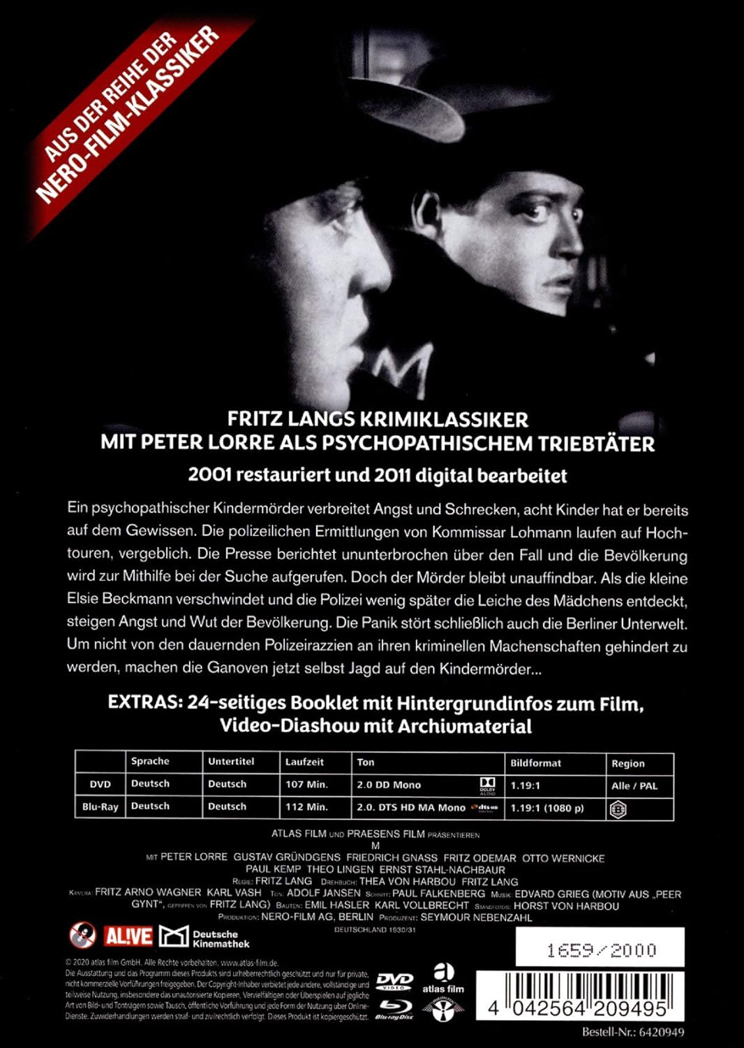 M - Eine Stadt sucht einen Mörder - limitiertes und nummeriertes Mediabook (+ DVD ) [Blu-ray]