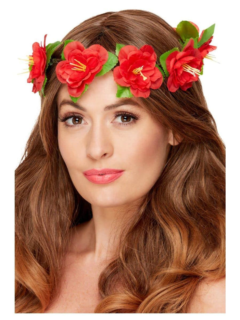 Smiffys Hawaiian Flower Crown, Red