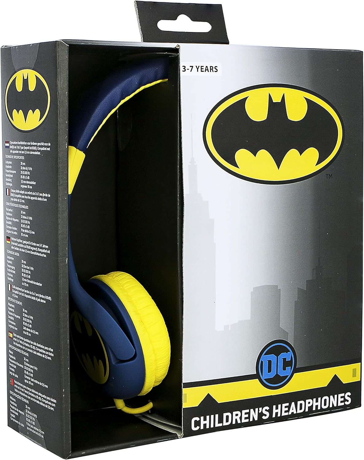 OTL Technologies Batman Bat Signal Junior Hoofdtelefoon, gevoerde beugel, in grootte verstelbaar, met kabel, voor kinderen, volumebegrenzing tot 85 dB, unisex, officieel gelicentieerd product