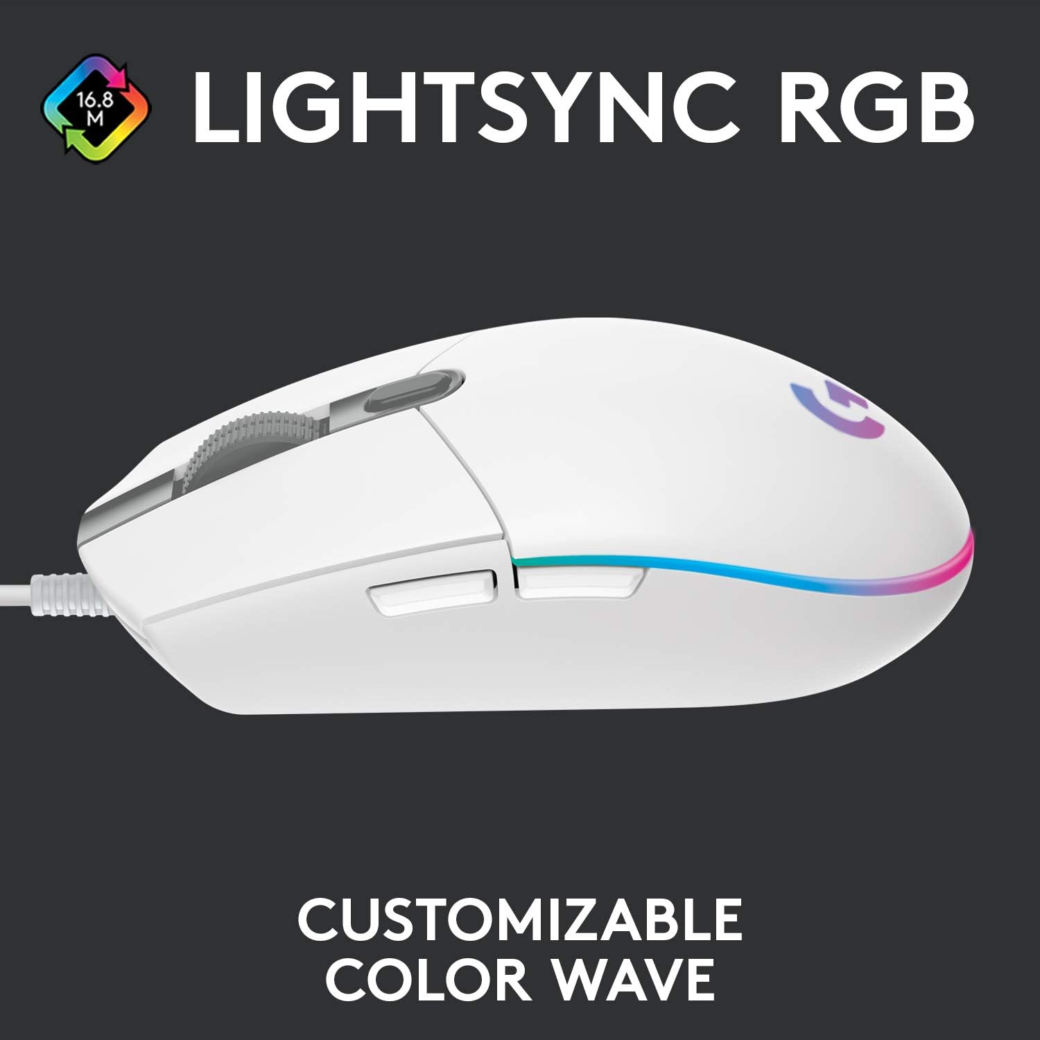 Logitech G203 LIGHTSYNC Gaming Mouse with Customizable RGB Lighting, 6 Programmable Buttons, Gaming Grade Sensor, 8K DPI Tracking, Lightweight
