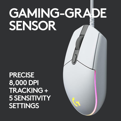 Logitech G203 LIGHTSYNC Gaming Mouse with Customizable RGB Lighting, 6 Programmable Buttons, Gaming Grade Sensor, 8K DPI Tracking, Lightweight