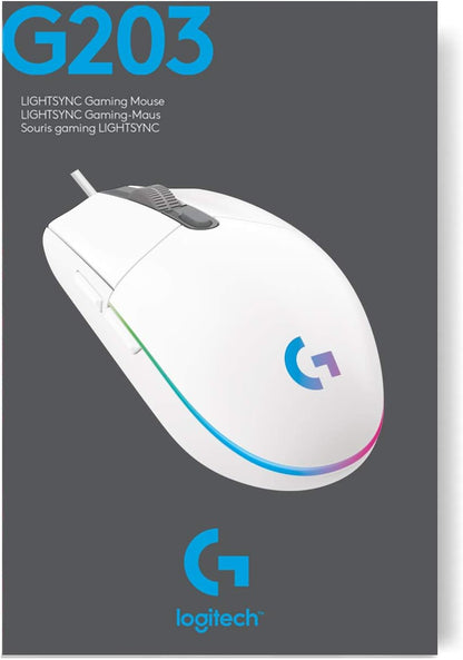 Logitech G203 LIGHTSYNC Gaming Mouse with Customizable RGB Lighting, 6 Programmable Buttons, Gaming Grade Sensor, 8K DPI Tracking, Lightweight