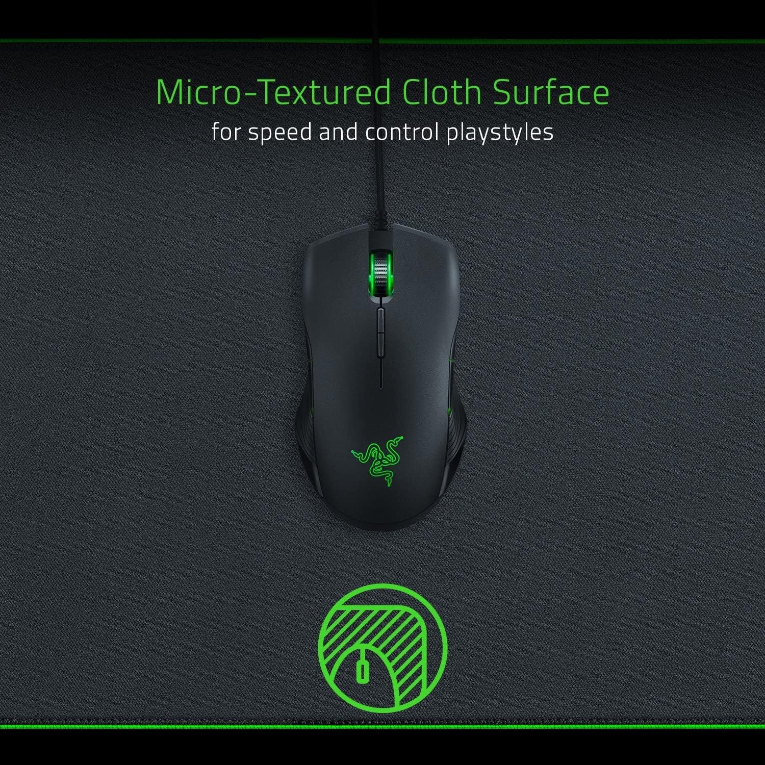 Razer Goliathus Chroma - Soft Gaming Mouse Mat with RGB Lighting (Cable Holder, Fabric Surface, Non-Slip, Quilted Edge, Optimized for all Mice) Black