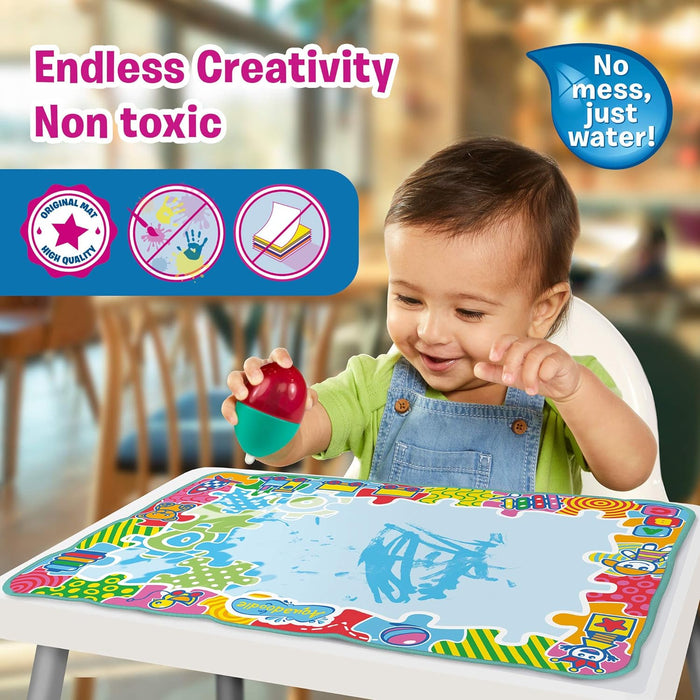 AquaDoodle Tomy - Mes 1ères Marques, Tapis de Dessin à l'eau pour Bébé, Jeu Officiel de Tomy de Coloriage et de Dessin, Non salissant, Tapis pour Bébés, Garçons et Filles, Multicolore
