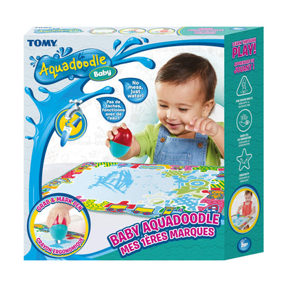 AquaDoodle Tomy - Mes 1ères Marques, Tapis de Dessin à l'eau pour Bébé, Jeu Officiel de Tomy de Coloriage et de Dessin, Non salissant, Tapis pour Bébés, Garçons et Filles, Multicolore