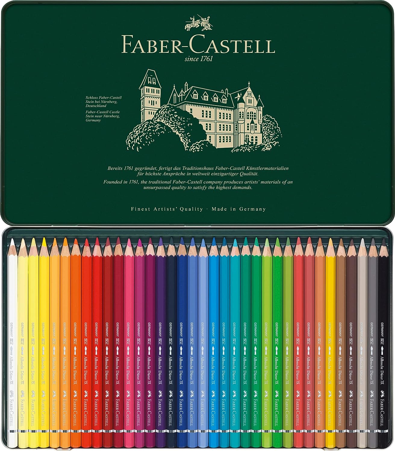 Faber-Castell Art & Graphic Albrecht Dürer Watercolour Pencil, Multicoloured, Tin Of 36, For Art, Craft, Drawing, Sketching, Home, School, University, Colouring
