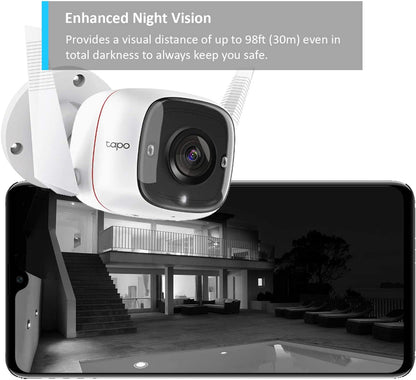 Tapo C310 - Network Surveillance Camera - Outdoor - Dustproof / Weatherproof - Colour (Day&Night) - 3 Mp - 2304 X 1296 -