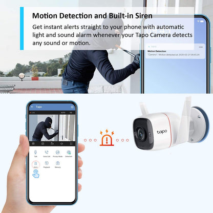 Tapo C310 - Network Surveillance Camera - Outdoor - Dustproof / Weatherproof - Colour (Day&Night) - 3 Mp - 2304 X 1296 -