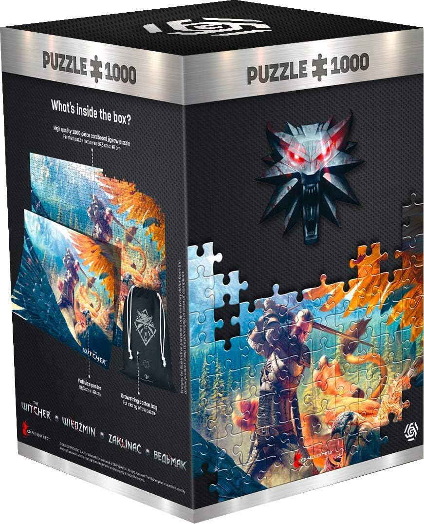 Good Loot The Witcher 3: Wild Hunt Gryffin Fight - 1000 Pieces Jigsaw Puzzle 68cm x 48cm Includes Poster and Bag Game Artwork for Adults and Teenagers 1062439