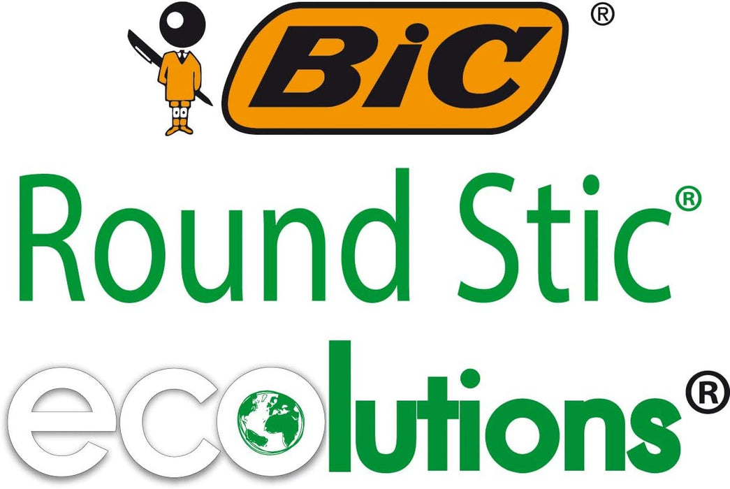 BIC Round Stic ECOlutions Ballpoint Pens - Box of 60 - Black - Medium Writing Point (1.0 mm) Large Office Size