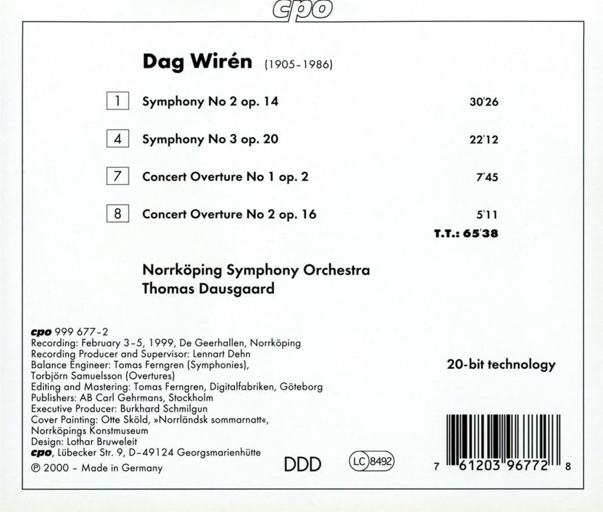 Symphonies Nos.2 and 3/norrkoping So/dausgaard