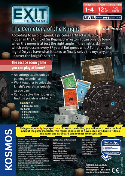 Thames & Kosmos - EXIT: The Cemetery of The Knight – Level: 3/5 - Unique Escape Room Game - 1-4 Players - Puzzle Solving Strategy Board Games for Adults & Kids, Ages 12+ - 692876
