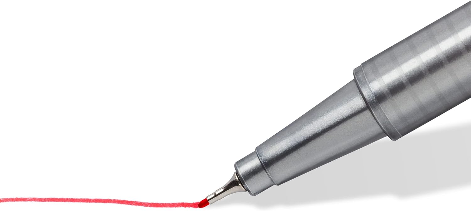 STAEDTLER 334-2 Triplus Fineliner Superfine Pen, 0.3mm Line Width - Red (Box of 10
